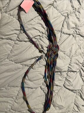 Vintage silk woven tie belt, one size, multi colored, eclectic. 80’s chic